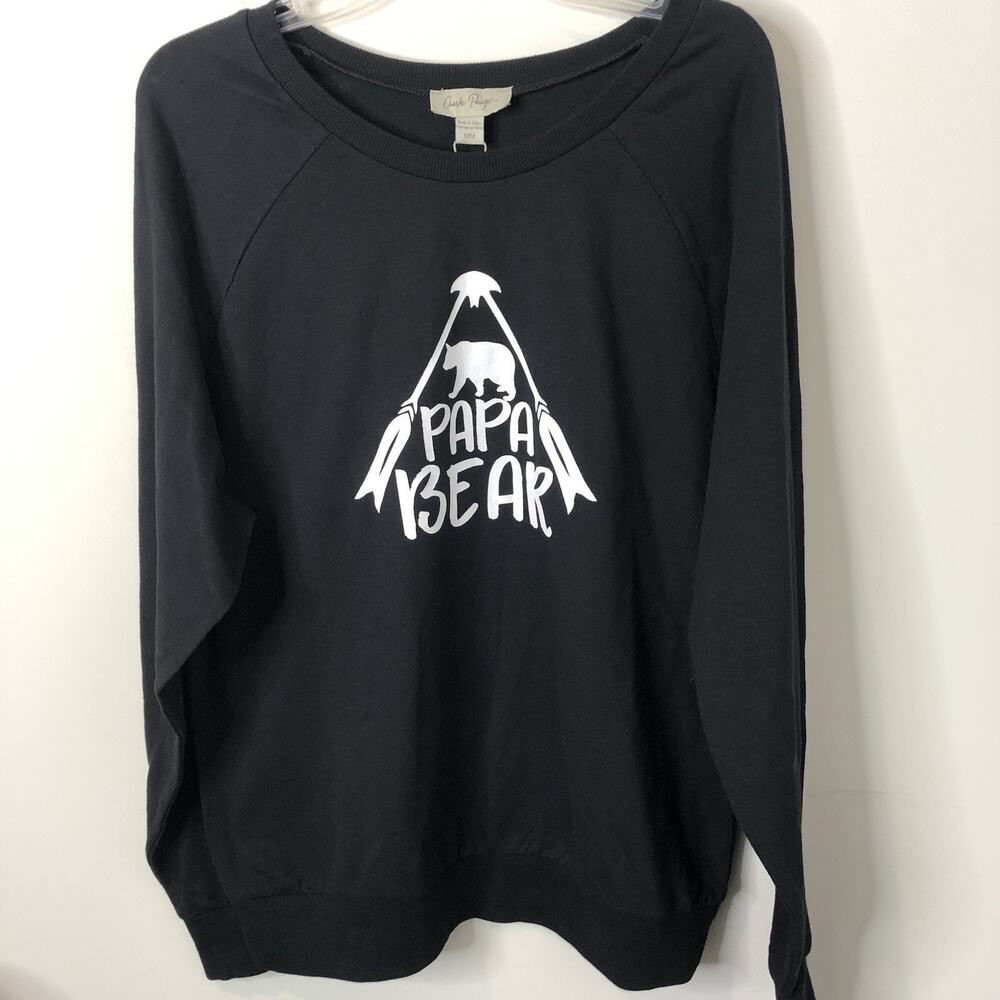 Charlie Paige Cabin Collection NWT Men's Black Papa Bear Graphic Sweatshirt M